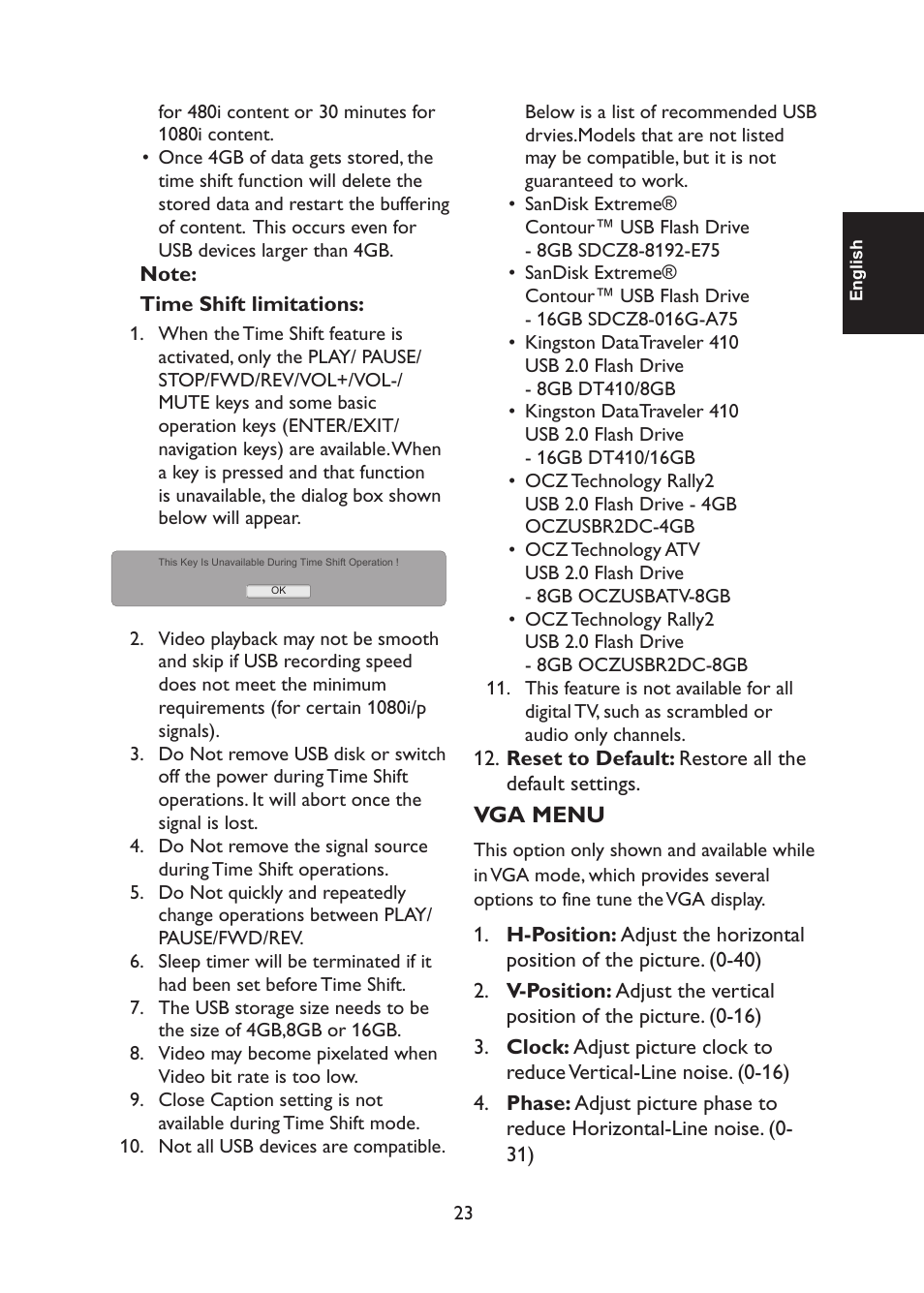 Vga menu | haier TFT L32C1120 User Manual | Page 25 / 34