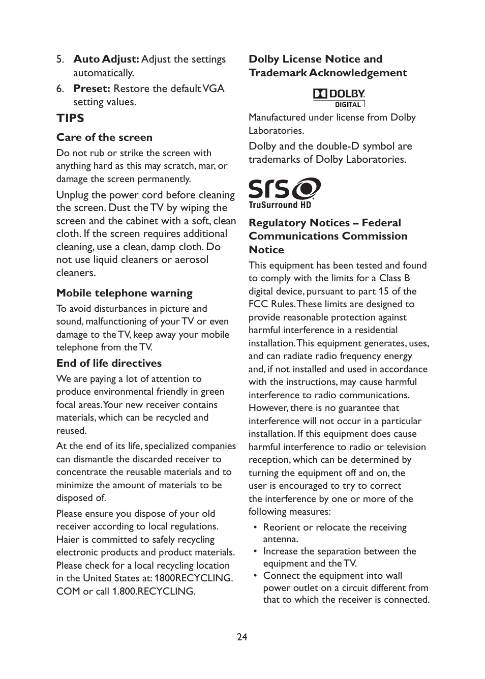 haier TFT L32C1120 User Manual | Page 26 / 34