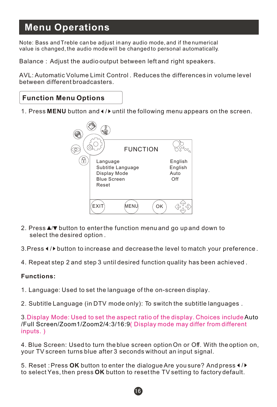 Т³гж 18, Menu operations | haier 0090502138 User Manual | Page 18 / 40