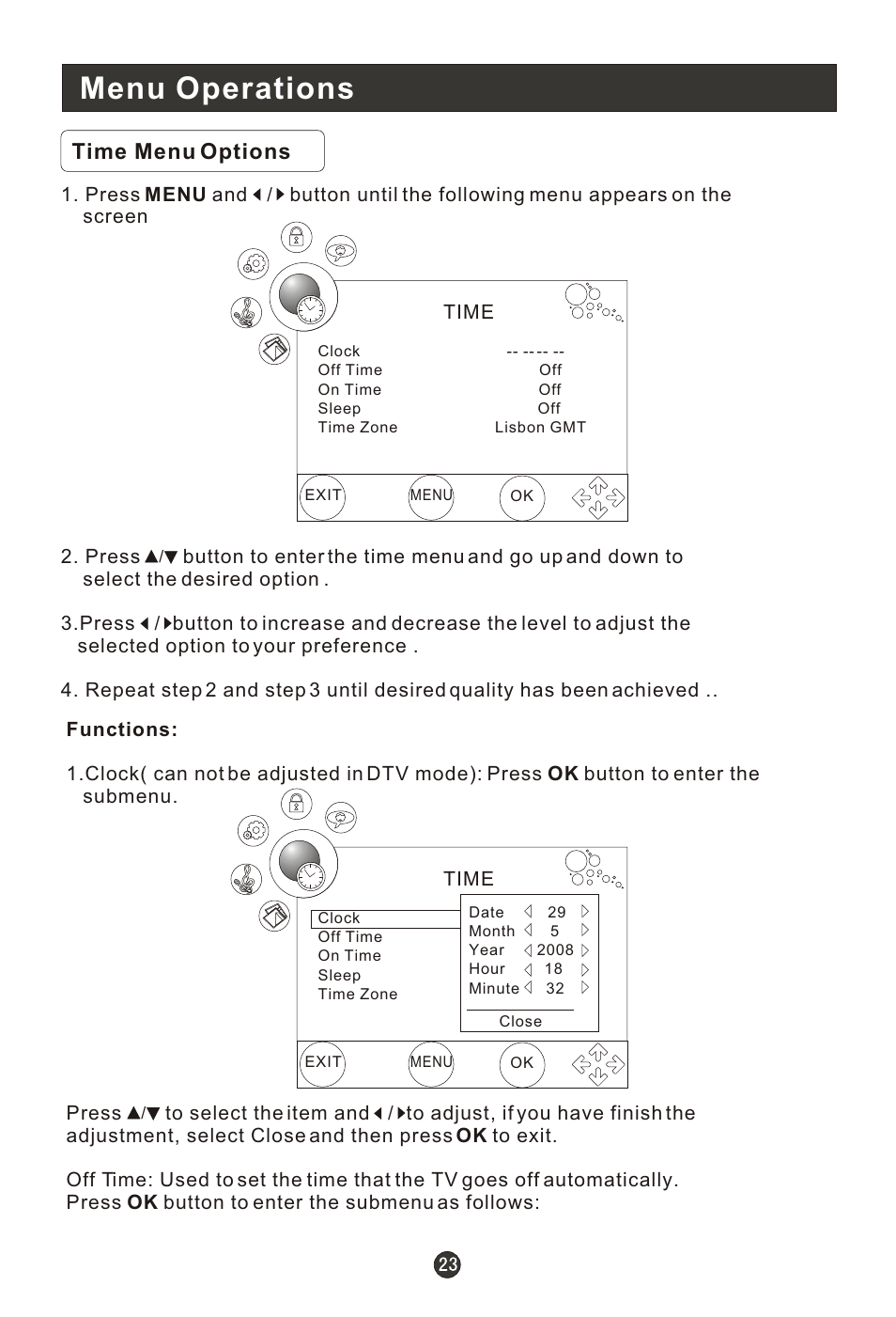 Т³гж 25, Menu operations | haier 0090502138 User Manual | Page 25 / 40