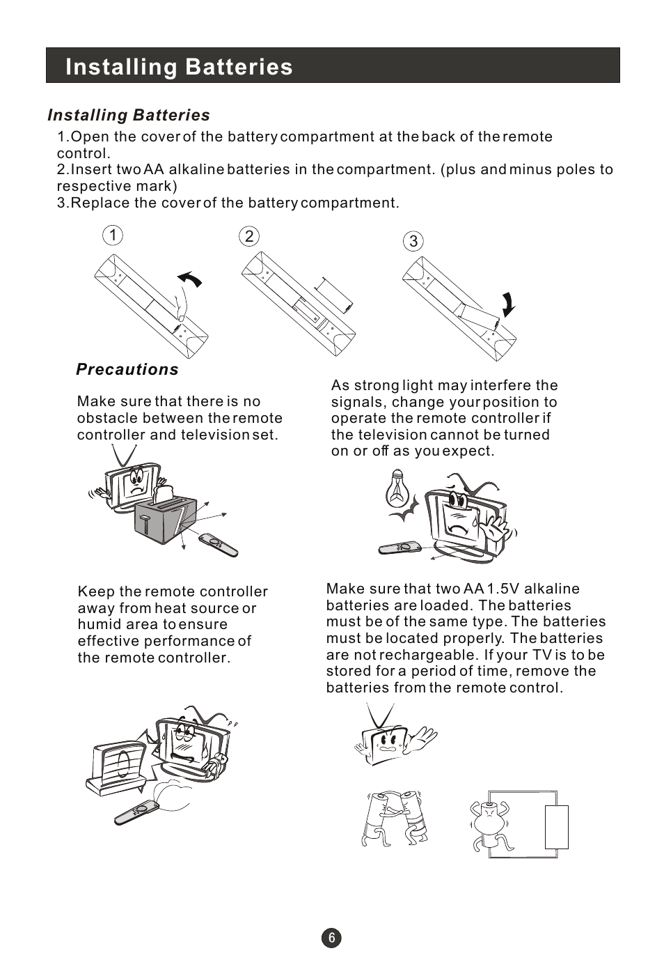 Т³гж 8, Installing batteries | haier 0090502138 User Manual | Page 8 / 40