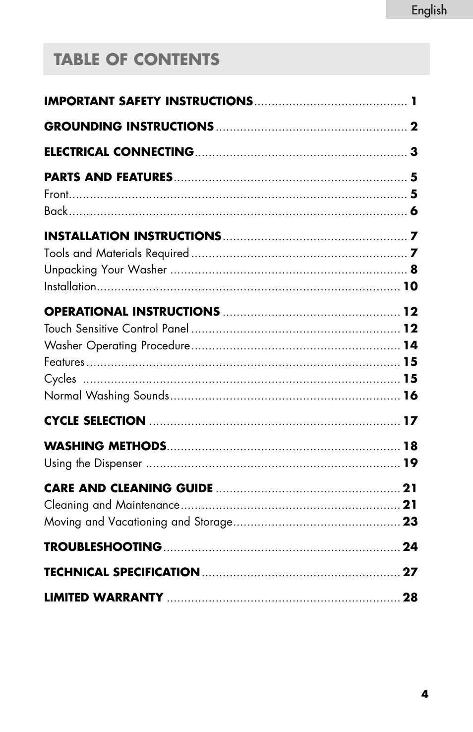 haier HWF5300AW User Manual | Page 6 / 32