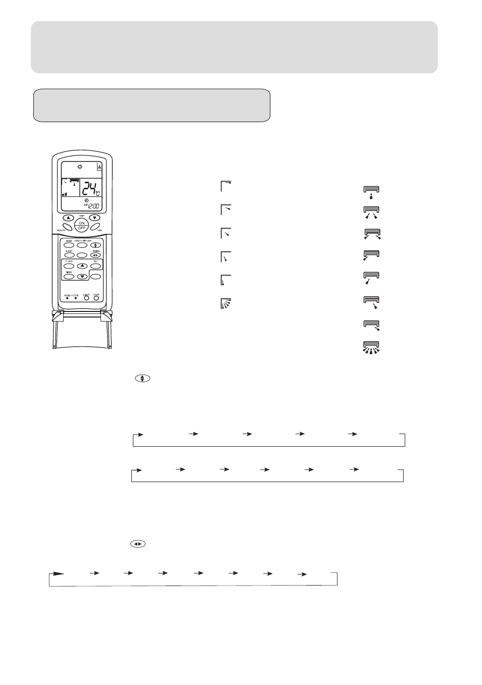 Operation, Air flow direction adjustment, Up and down air flow direction | Status display of air sending, Left and right air flow direction | haier 001050 User Manual | Page 14 / 24