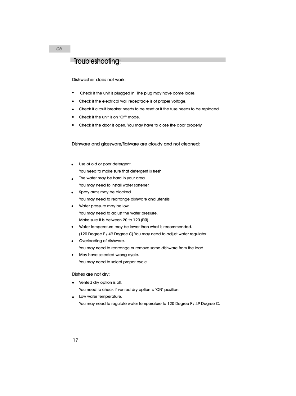 Troubleshooting | haier HDT18PA User Manual | Page 18 / 26