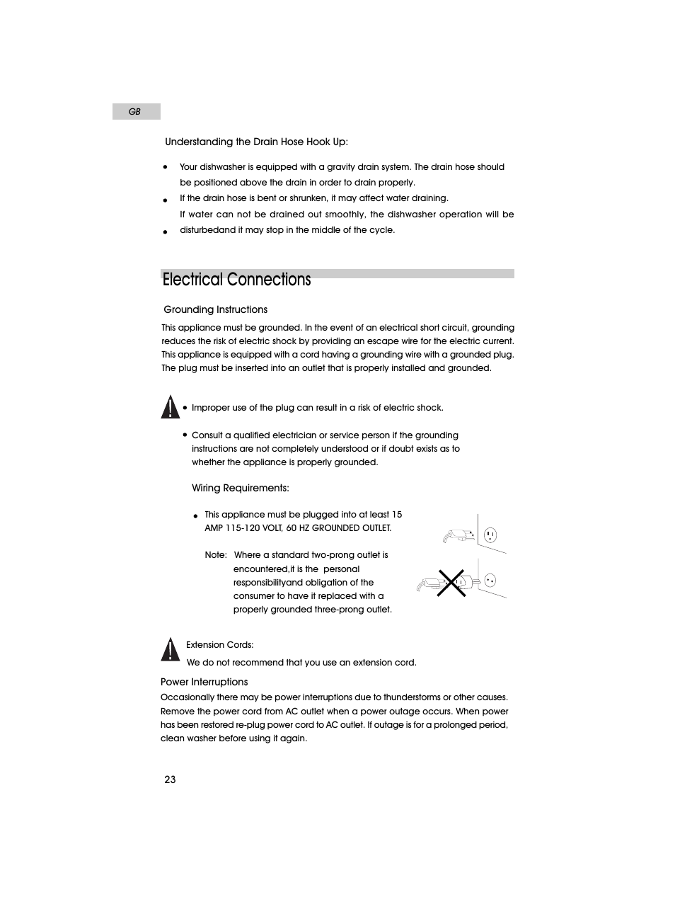 Electrical connections | haier HDT18PA User Manual | Page 24 / 26