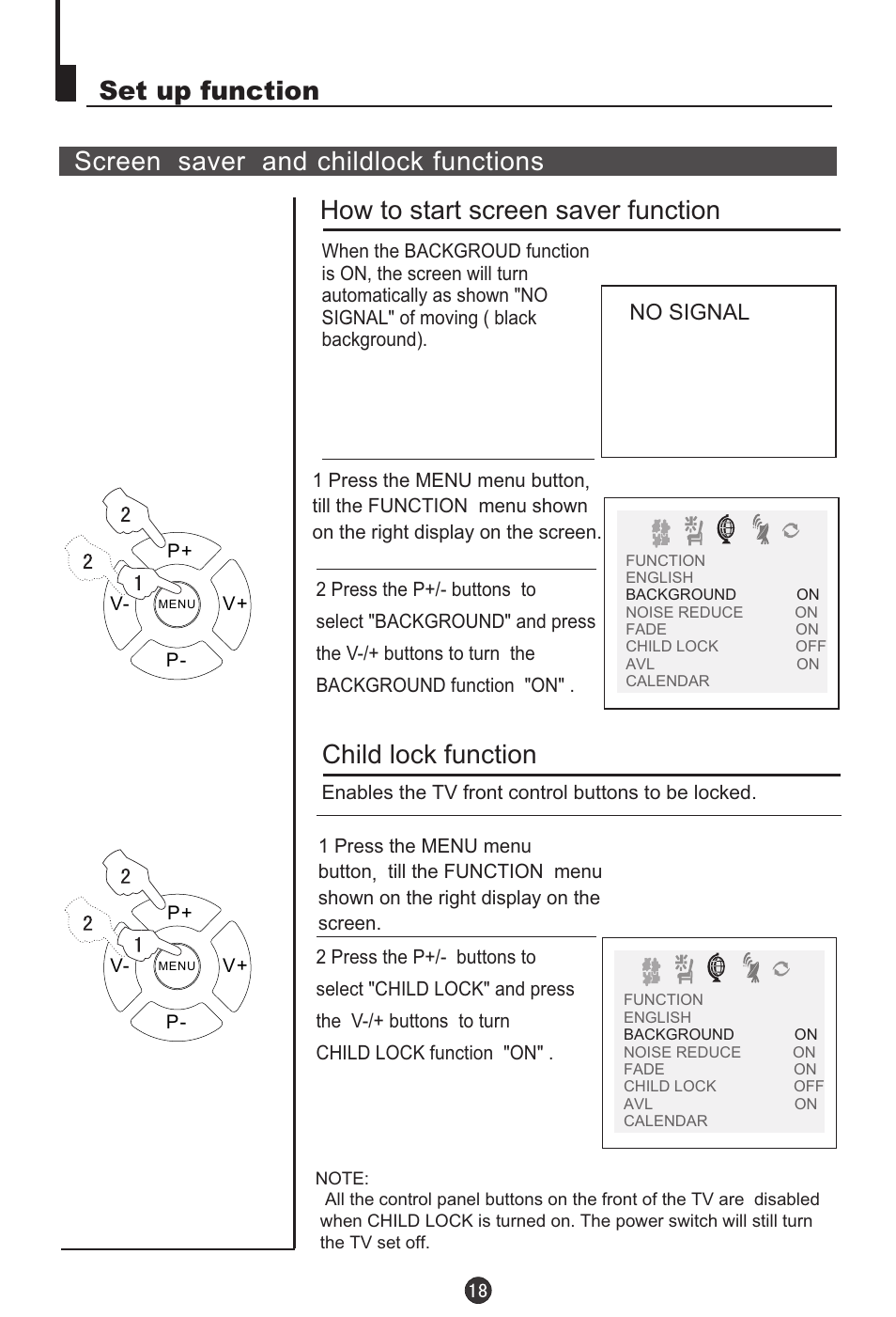 Child lock function | haier DTA-2198PF User Manual | Page 19 / 35