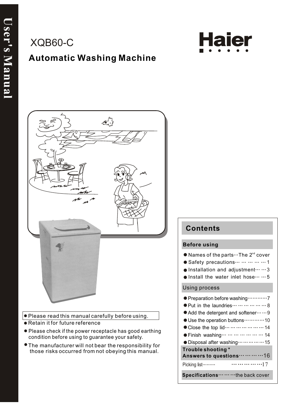haier XQB60-C User Manual | 20 pages