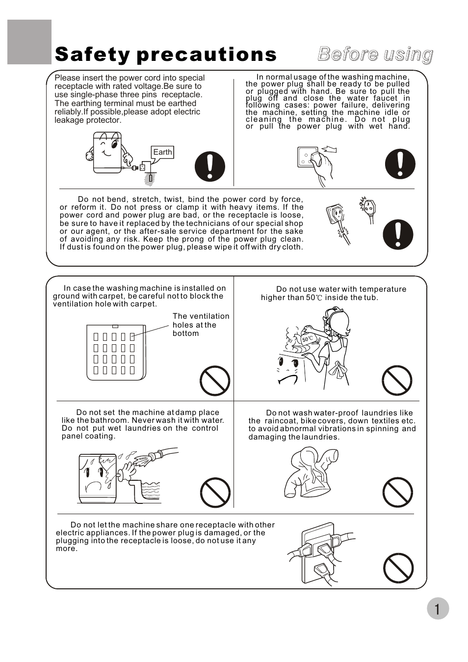 Safety precautions, Before using | haier XQB60-C User Manual | Page 3 / 20