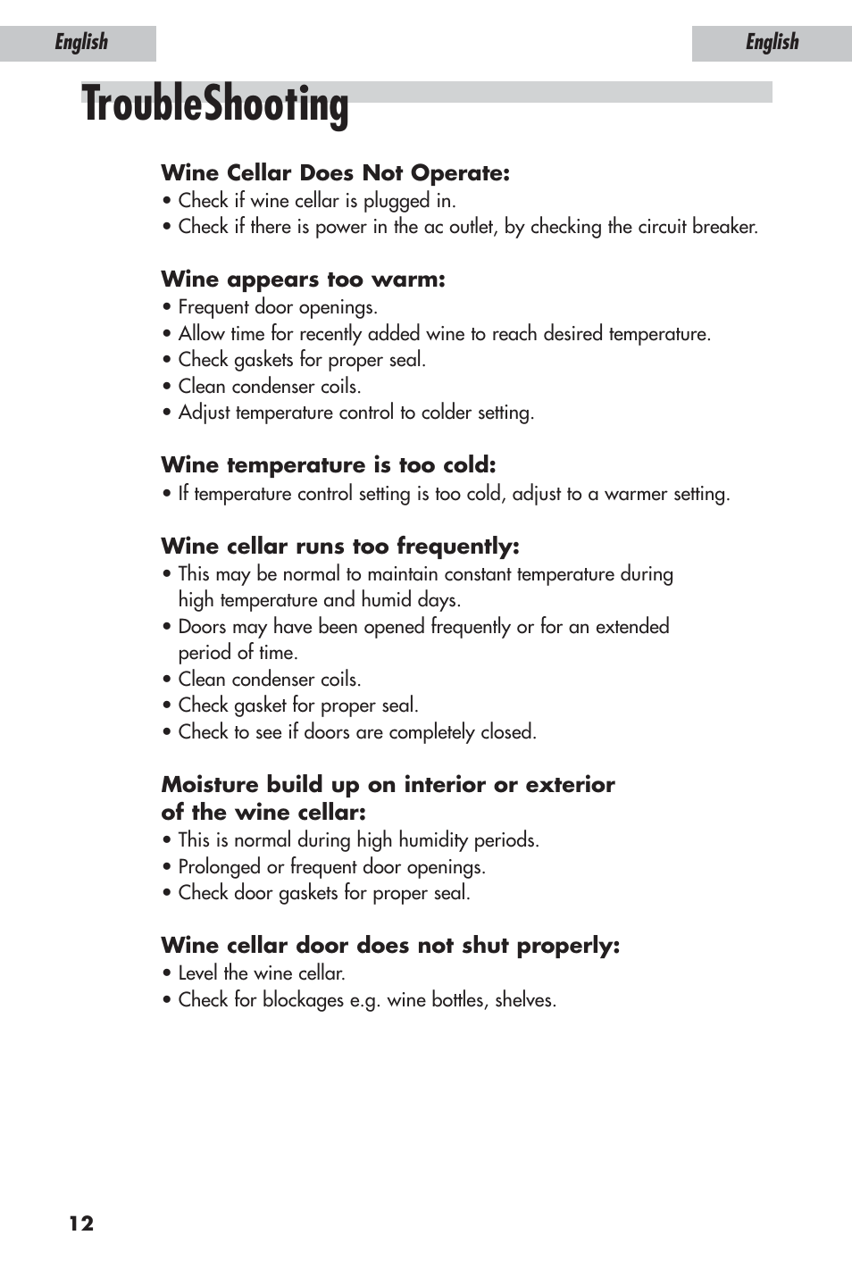 Troubleshooting | haier JC-110GD User Manual | Page 13 / 14