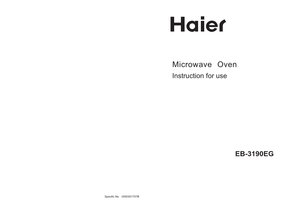 haier EB-3190EG User Manual | 8 pages