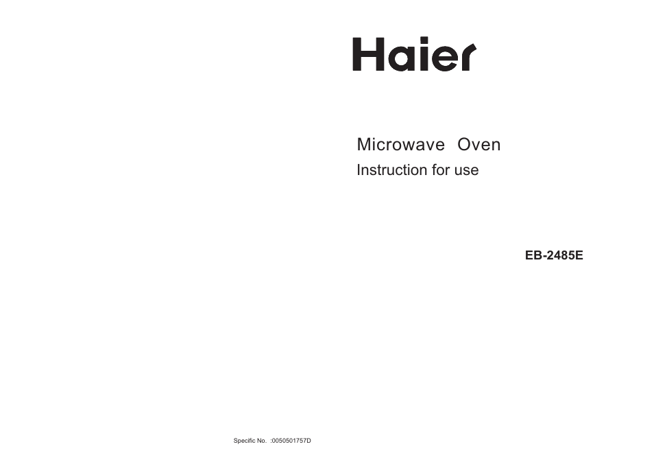 haier EB-2485E User Manual | 8 pages
