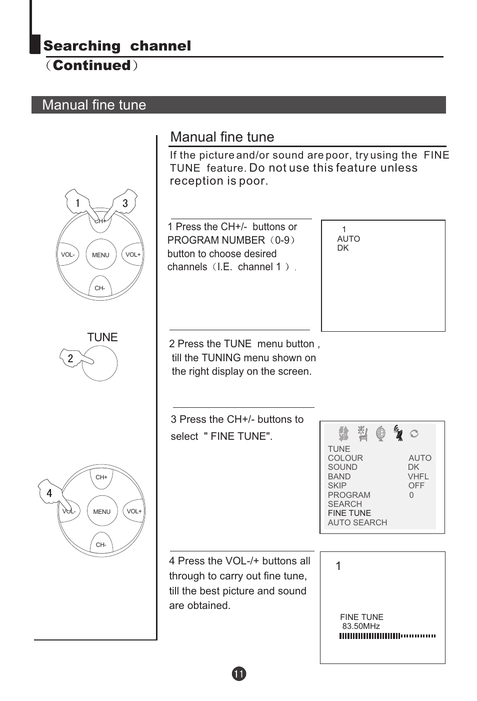 Tune, Do not use this feature unless reception is poor | haier 29F9D-P User Manual | Page 12 / 28