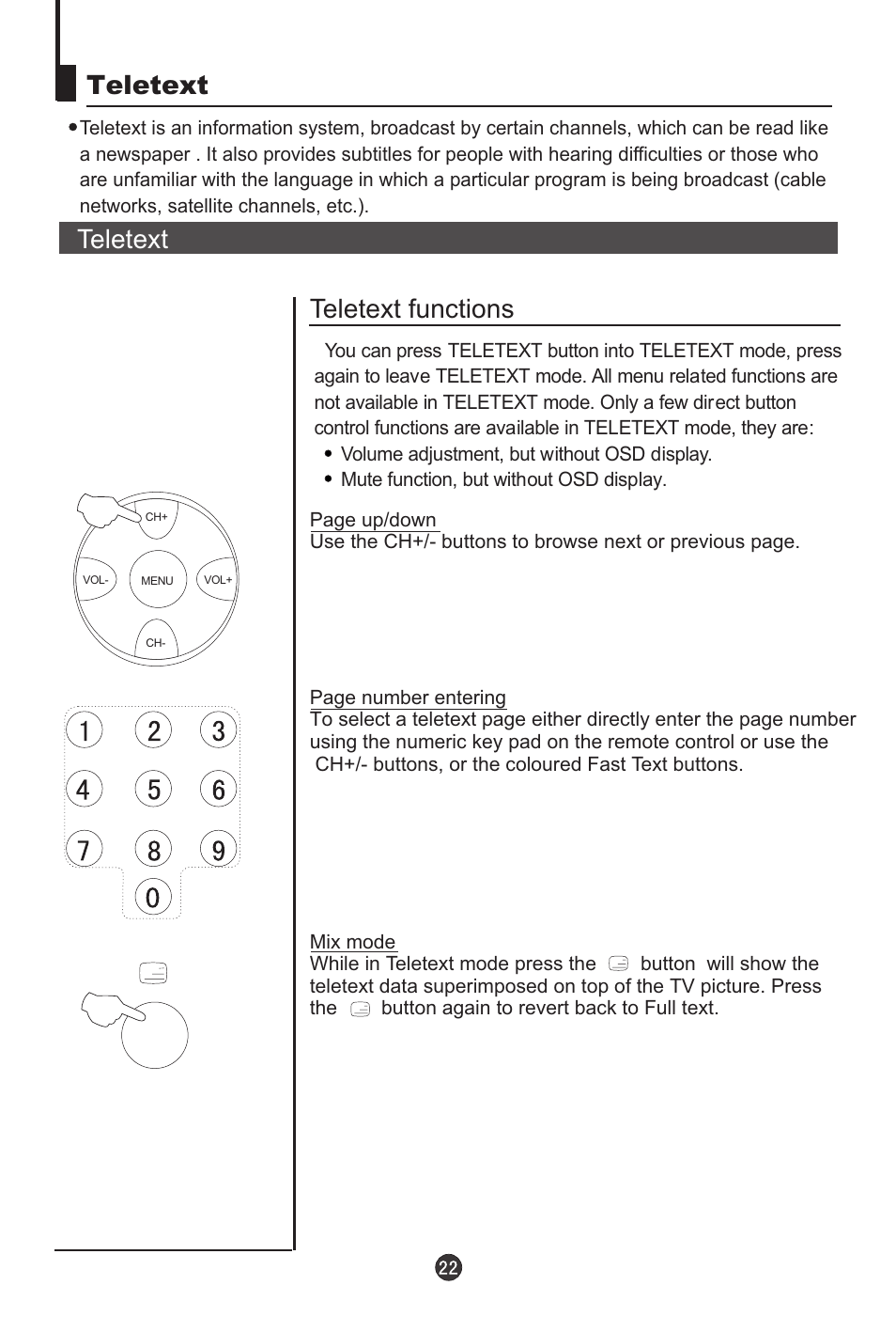 Teletext, Teletext functions | haier 29F9D-P User Manual | Page 23 / 28