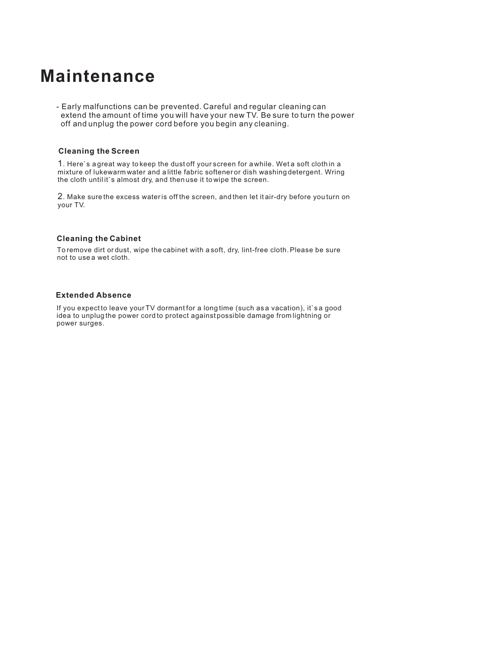 Maintenance | haier HL37E User Manual | Page 46 / 50
