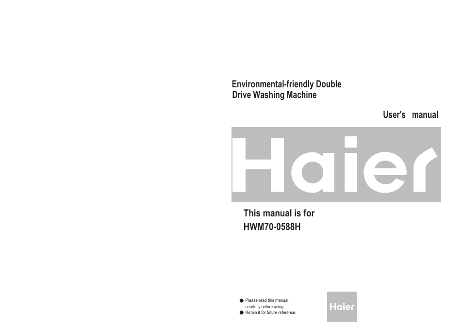 haier HWM70-0588H User Manual | 10 pages