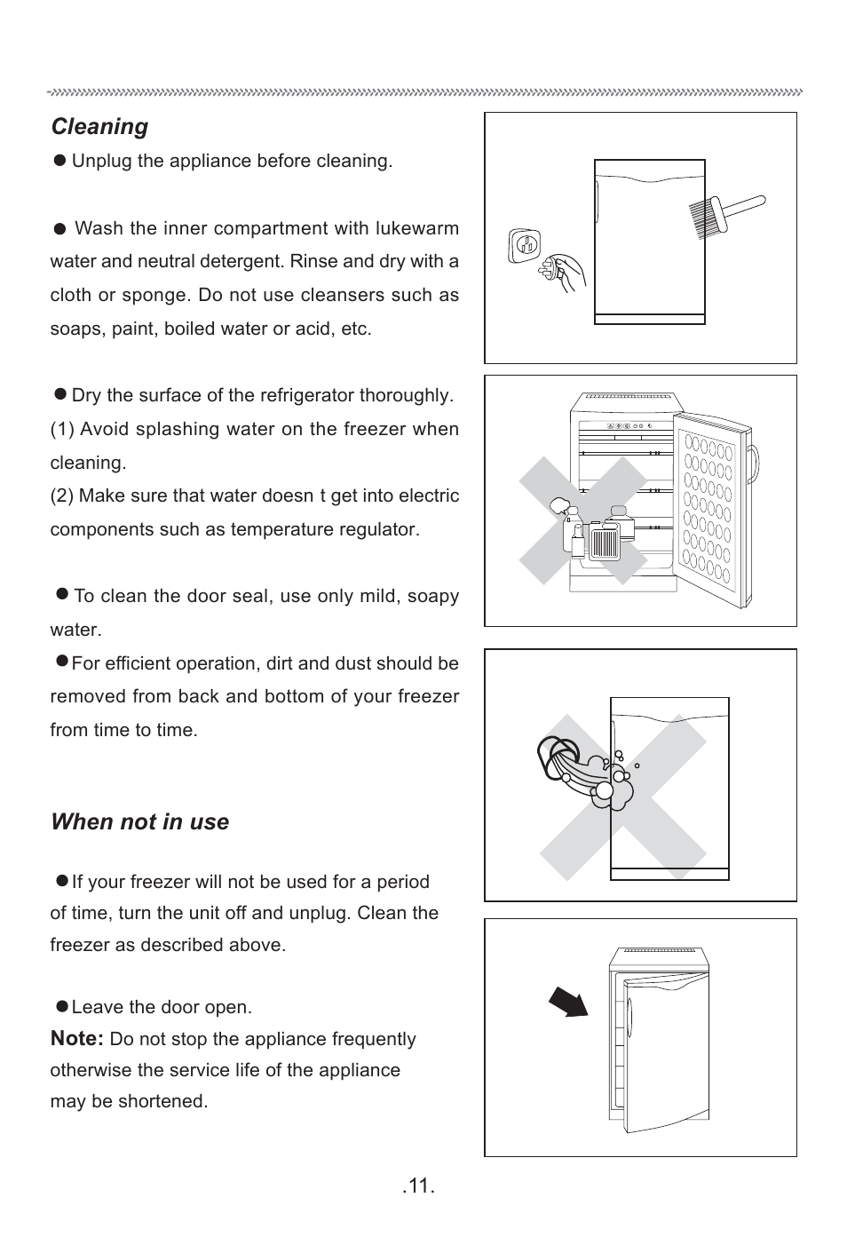 Defrosting/cleaning, Cleaning, When not in use | haier HF-116R User Manual | Page 13 / 17