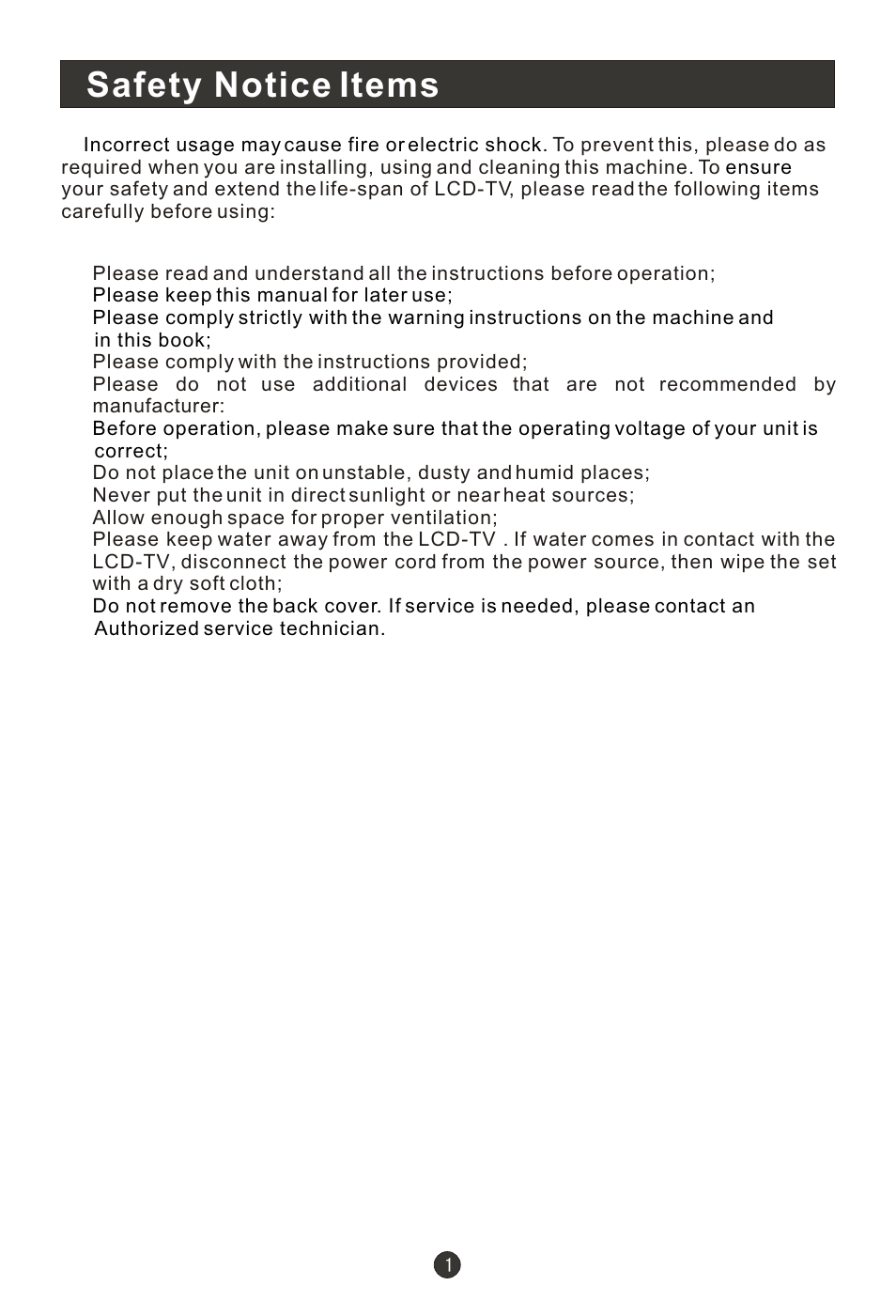 Safety notice items | haier HL15RW User Manual | Page 6 / 47