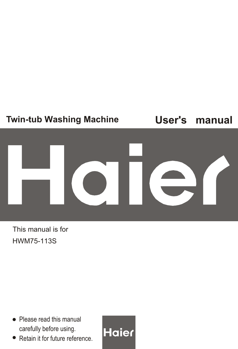 haier HWM75-113S User Manual | 20 pages