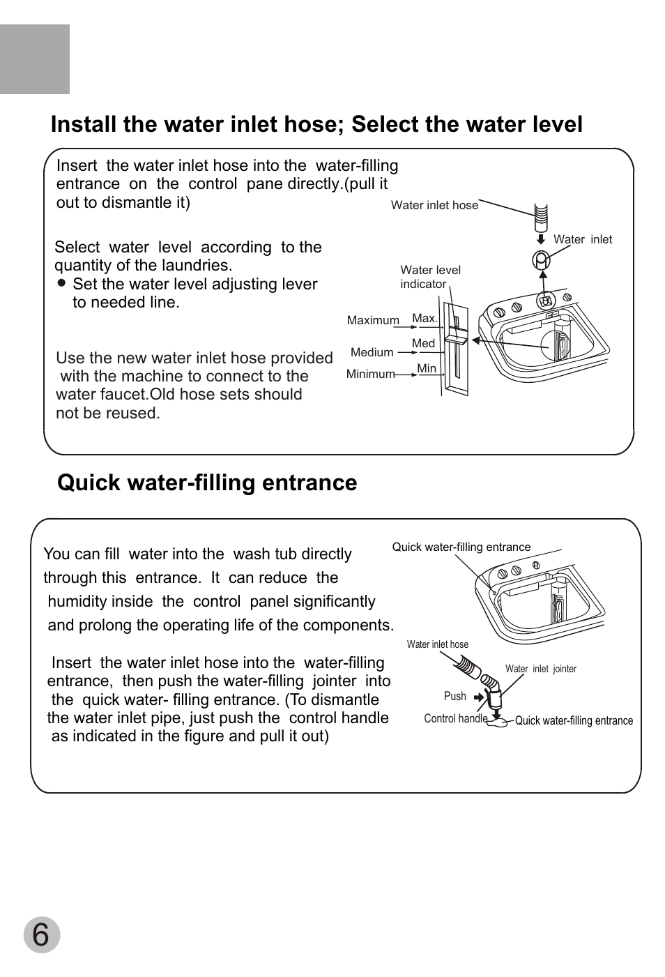 Quick water-filling entrance | haier HWM75-113S User Manual | Page 8 / 20