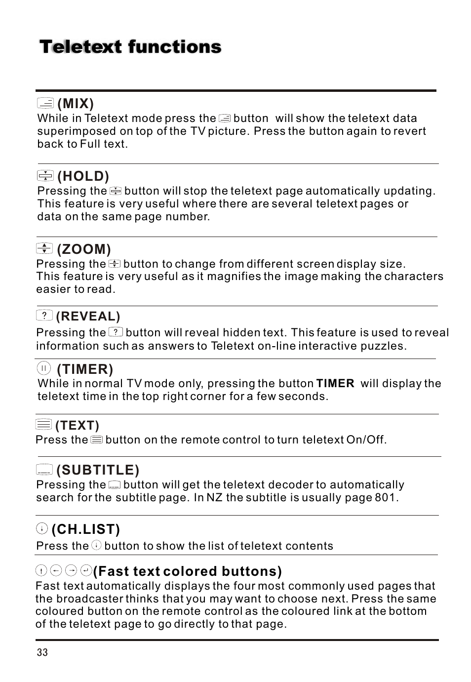 Т³гж 34, Teletext functions | haier L26A16 User Manual | Page 34 / 38