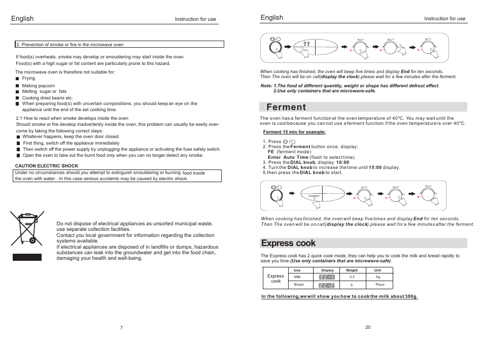 Express cook, Ferment, English | haier EB-3190EC User Manual | Page 10 / 16