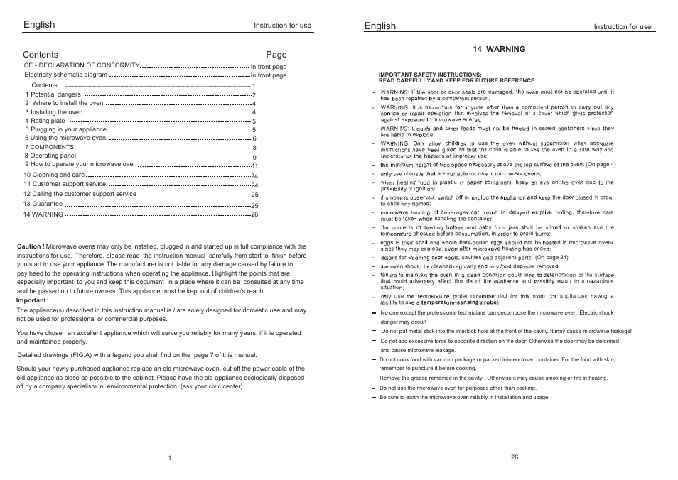 English, Contents page | haier EB-3190EC User Manual | Page 4 / 16