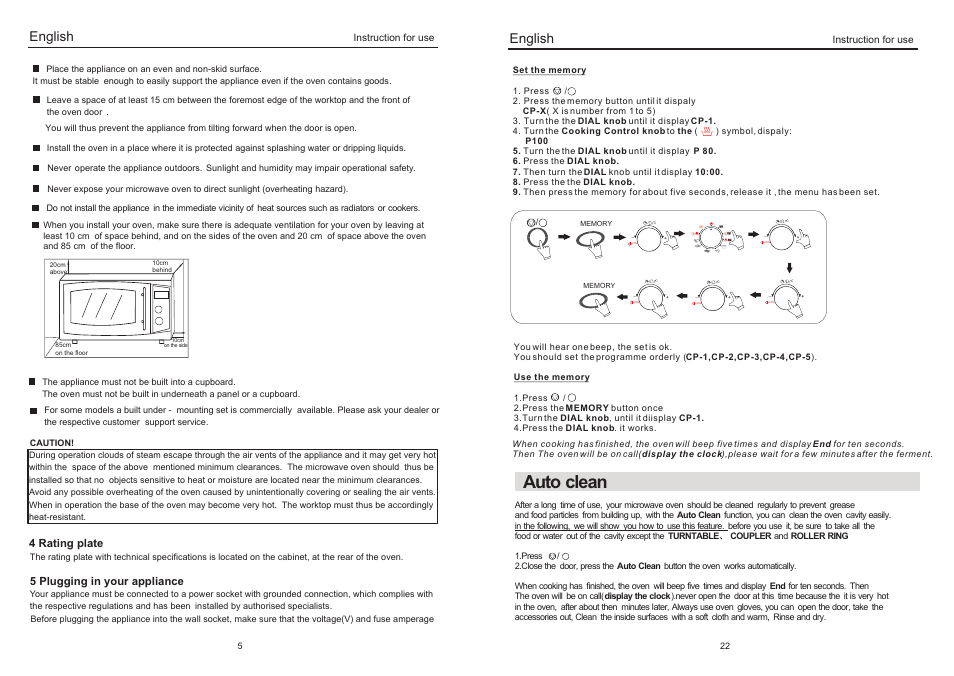 Auto clean, English, 4 rating plate 5 plugging in your appliance | haier EB-3190EC User Manual | Page 8 / 16