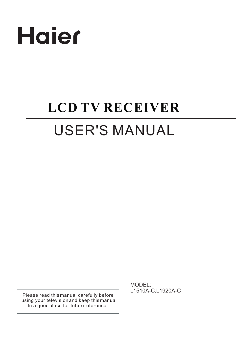 haier L1920A-C User Manual | 34 pages