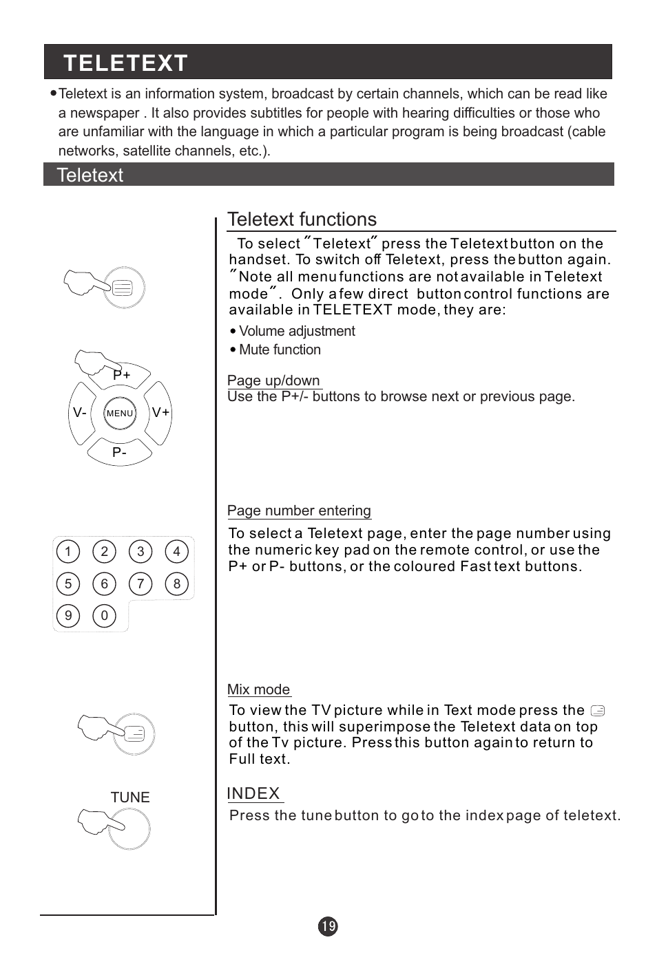 Teletext, Teletext functions | haier L1920A-C User Manual | Page 21 / 34