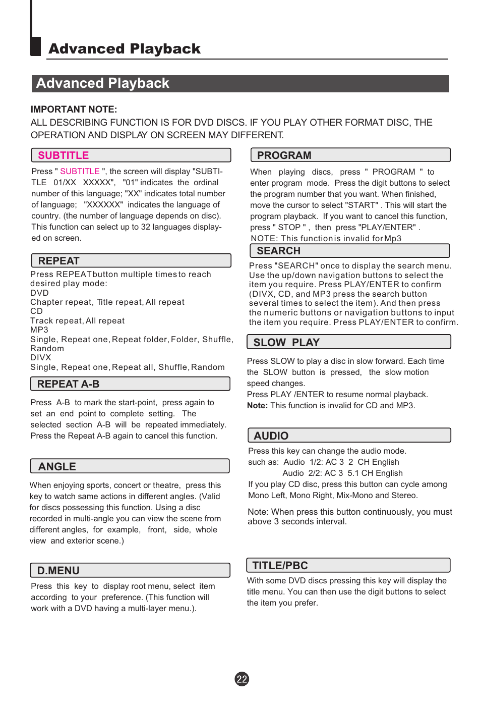 Advanced playback | haier L1920A-C User Manual | Page 24 / 34