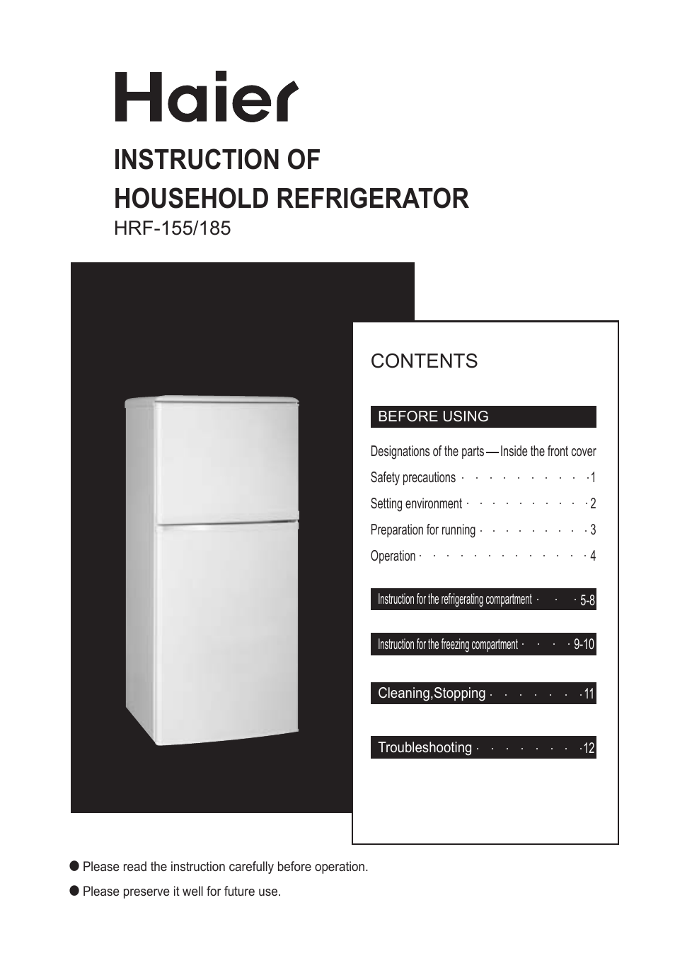 haier HRF-155 User Manual | 14 pages