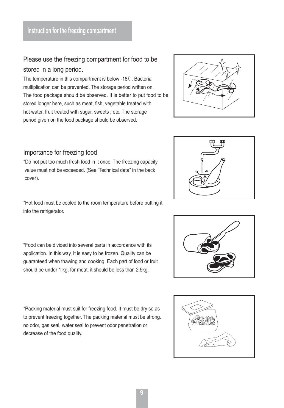 Instruction for the freezing compartment | haier HRF-155 User Manual | Page 11 / 14