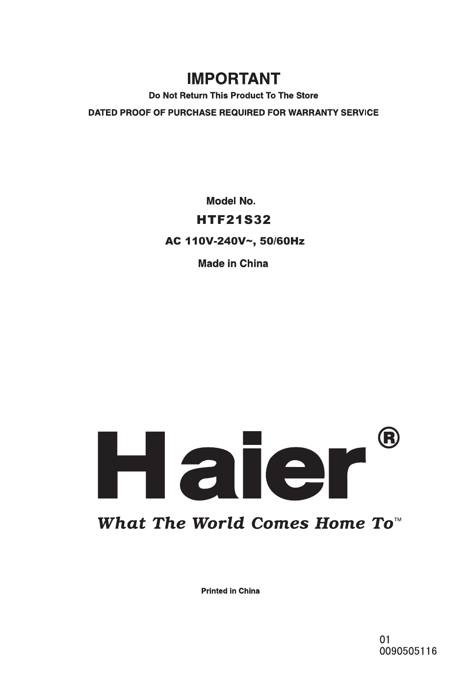 haier HTF21S32 User Manual | Page 24 / 24