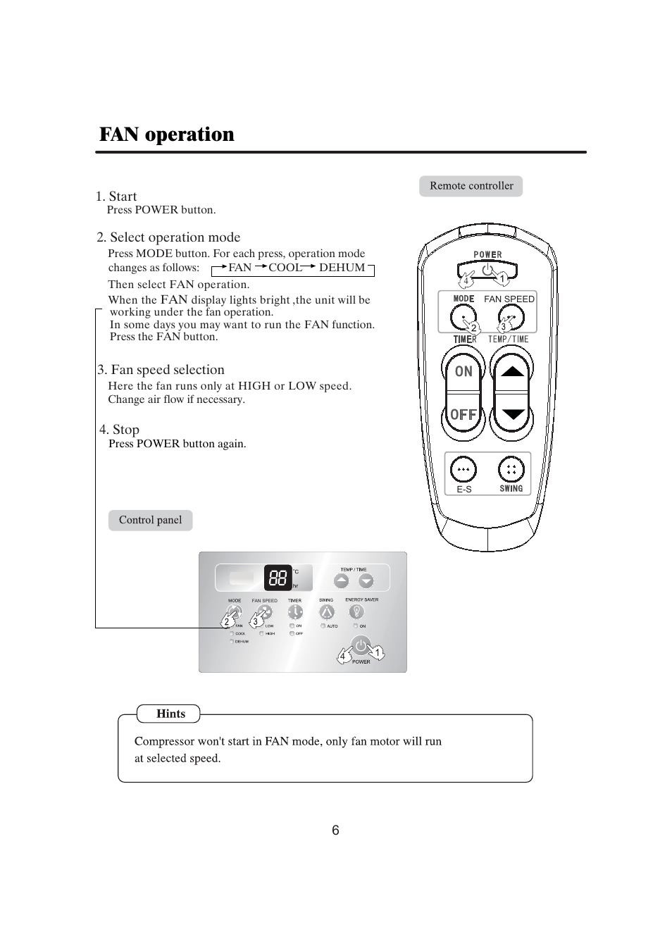 Fan operation | haier 0010515690 User Manual | Page 7 / 20