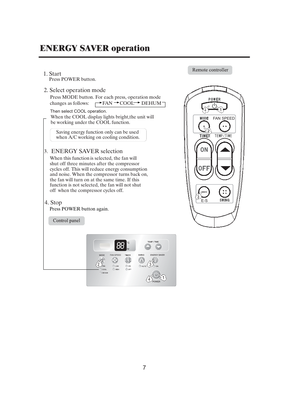 Energy saver operation | haier 0010515690 User Manual | Page 8 / 20