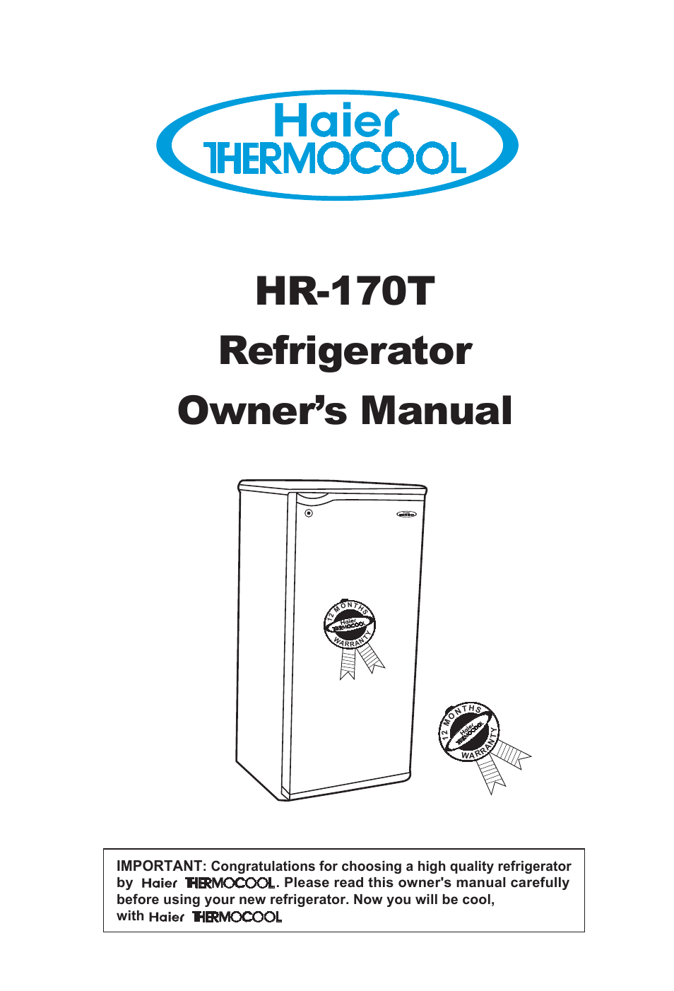 haier HR-170T User Manual | 14 pages