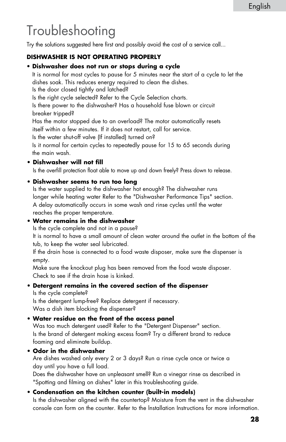 Troubleshooting, English | haier DWL2825 User Manual | Page 29 / 100
