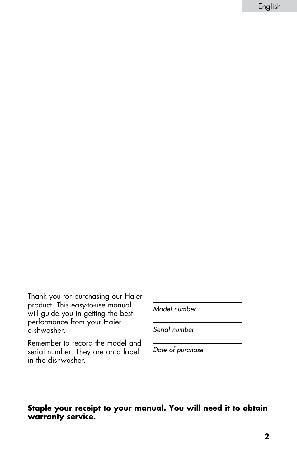 haier DWL2825 User Manual | Page 3 / 100