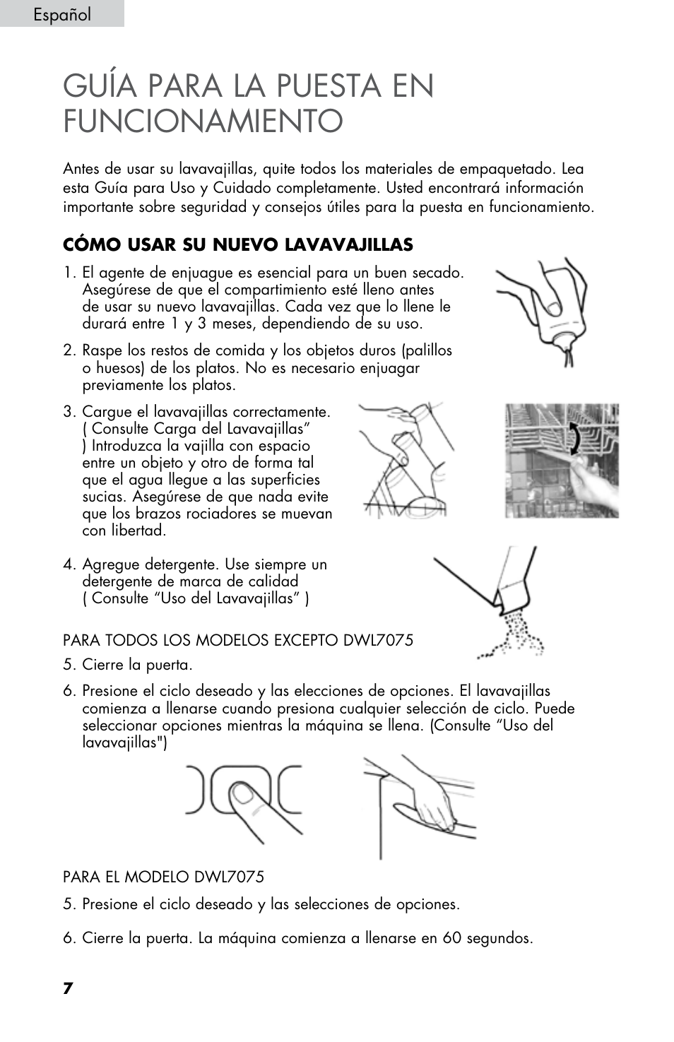 Guía para la puesta en funcionamiento | haier DWL2825 User Manual | Page 74 / 100
