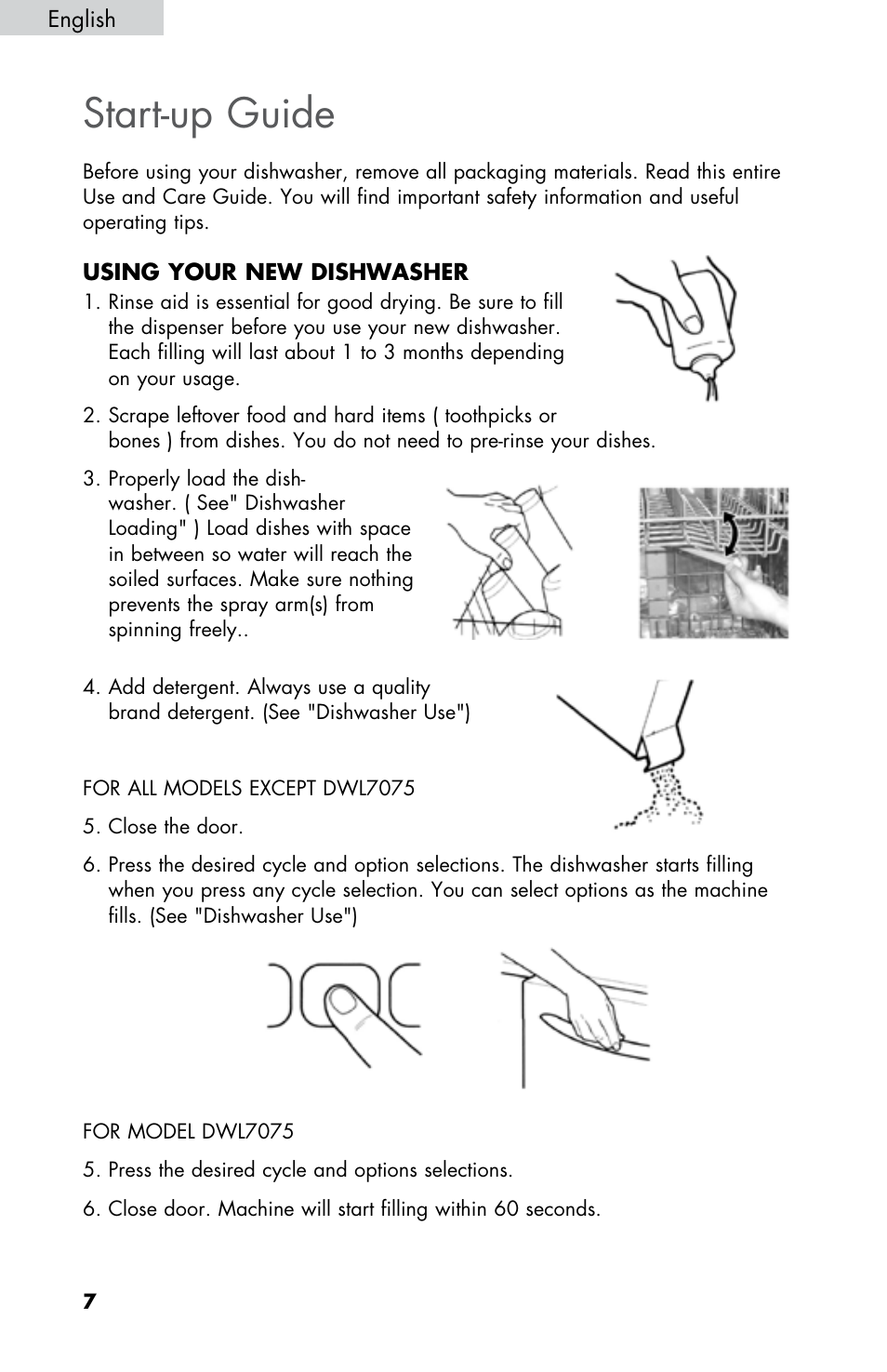 Start-up guide | haier DWL2825 User Manual | Page 8 / 100