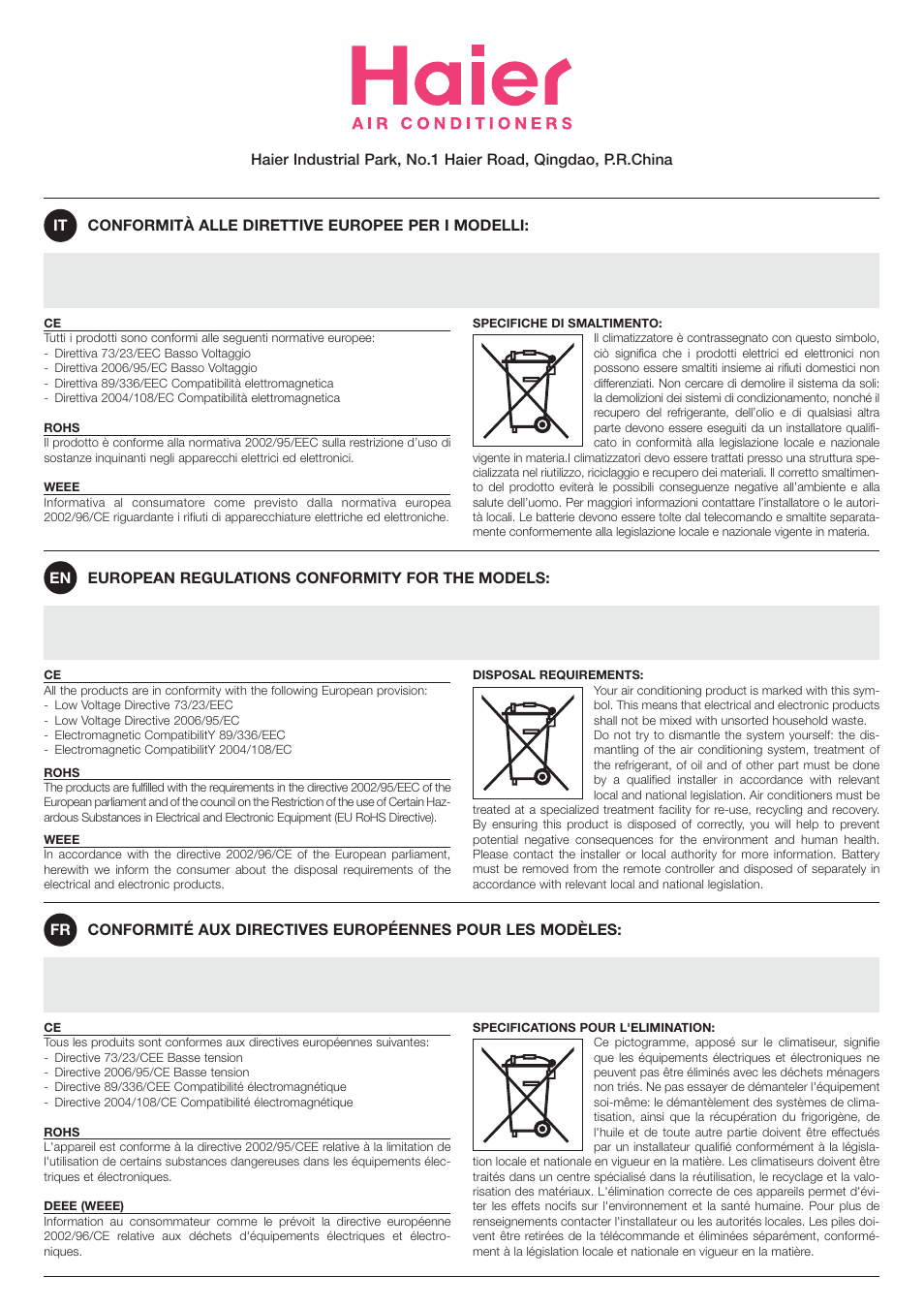 haier 0010516146 User Manual | Page 33 / 36