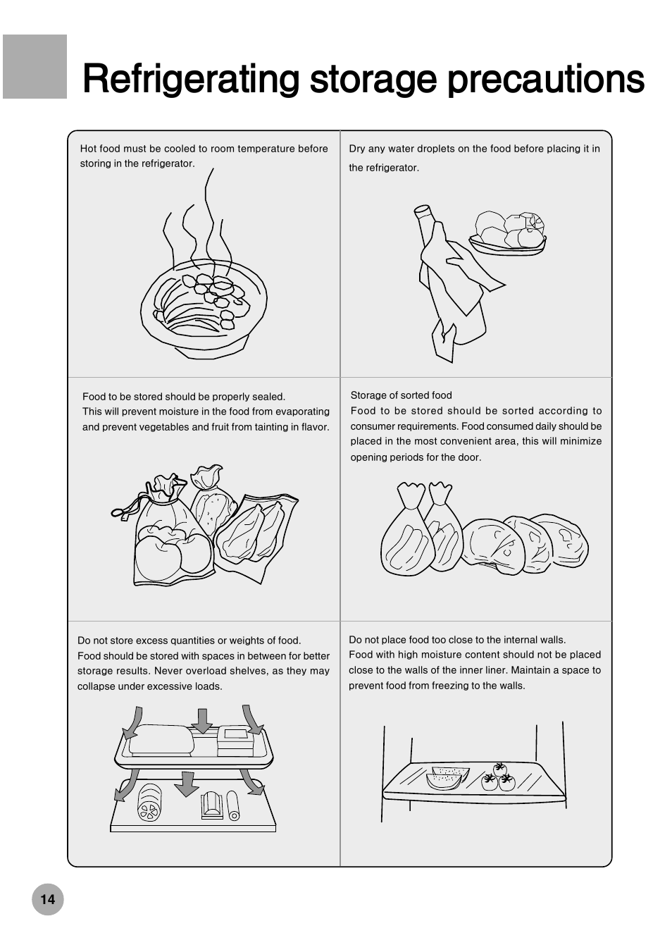 Refrigerating storage precautions | haier HRF-288K User Manual | Page 16 / 28