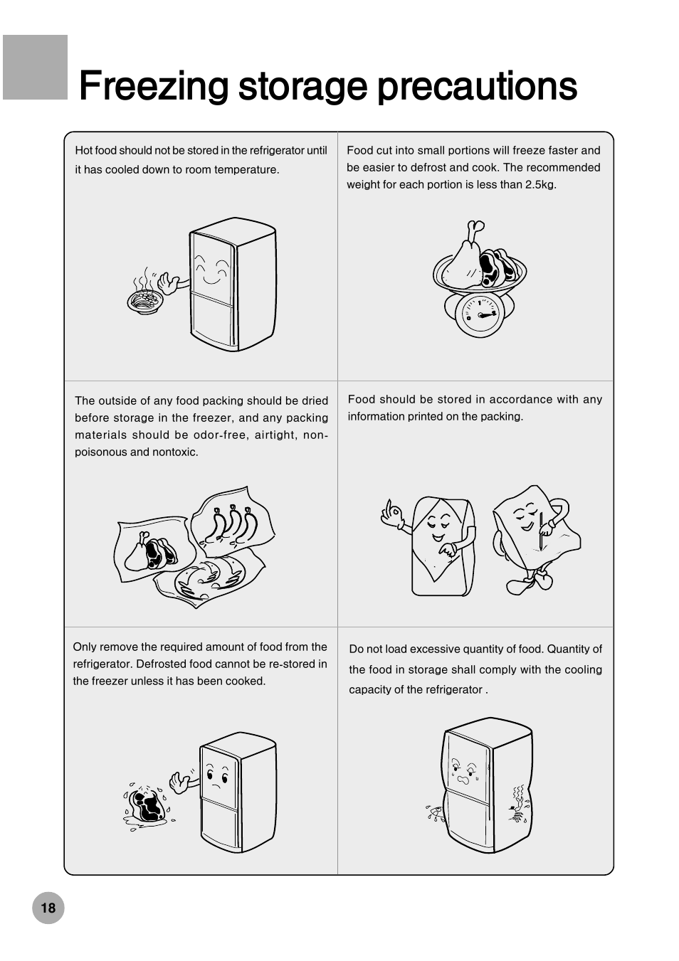Freezing storage precautions | haier HRF-288K User Manual | Page 20 / 28