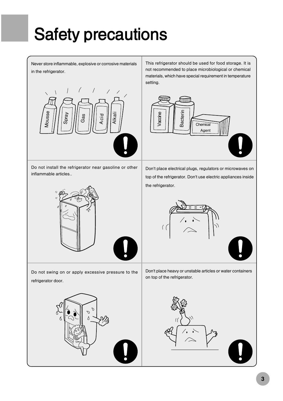 Safety precautions | haier HRF-288K User Manual | Page 5 / 28
