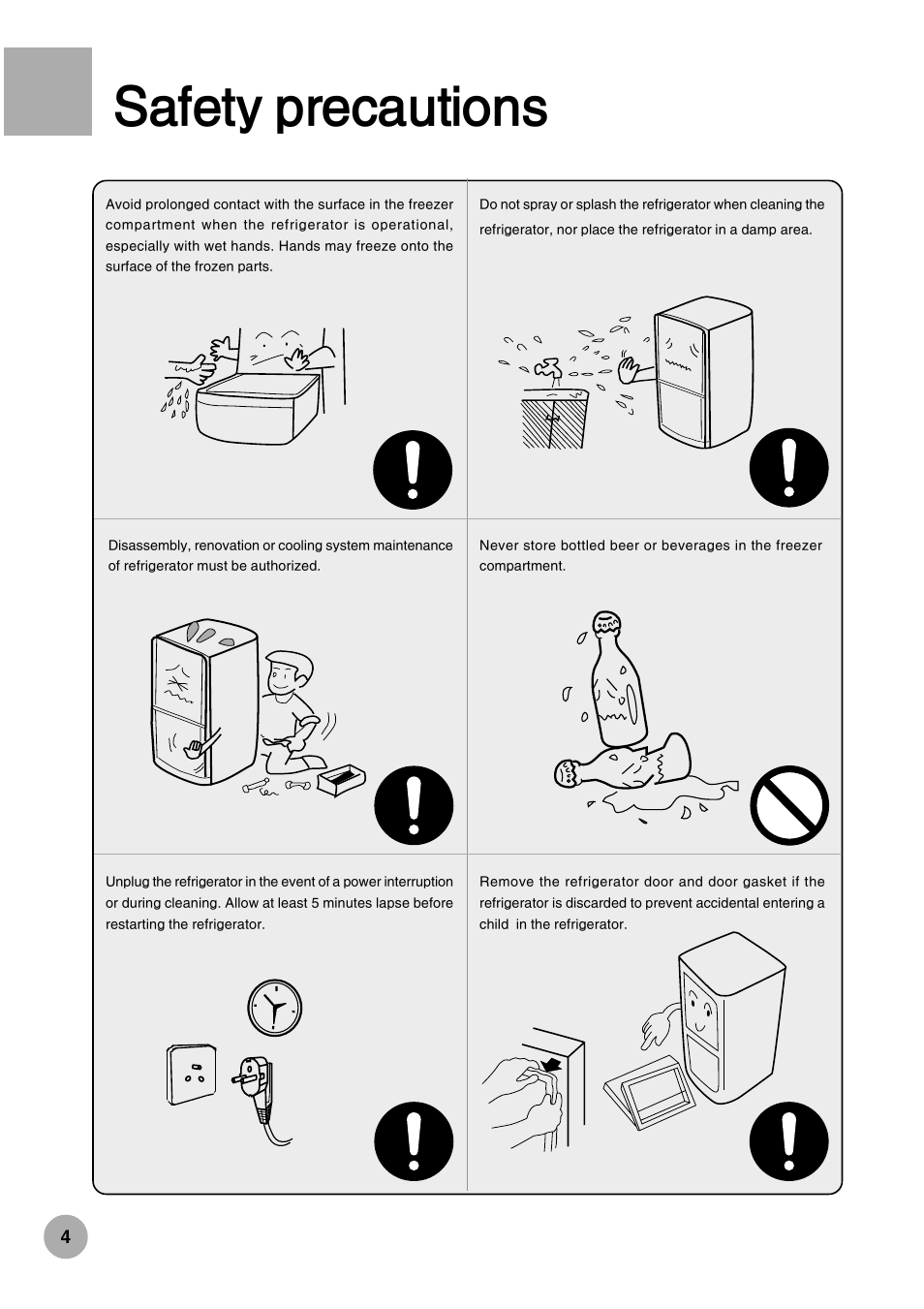 Safety precautions | haier HRF-288K User Manual | Page 6 / 28