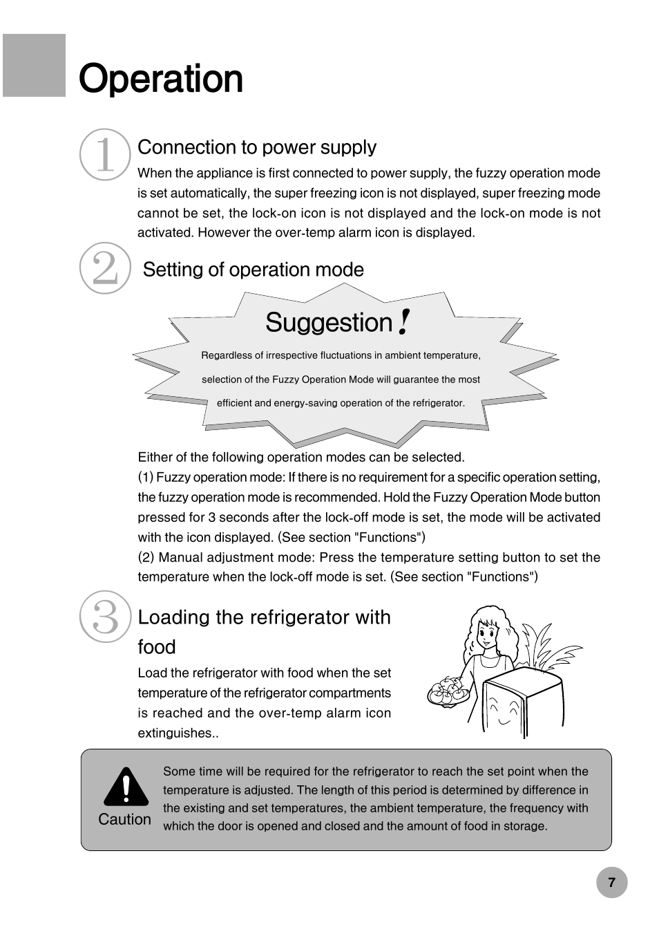 Operation, Suggestion | haier HRF-288K User Manual | Page 9 / 28