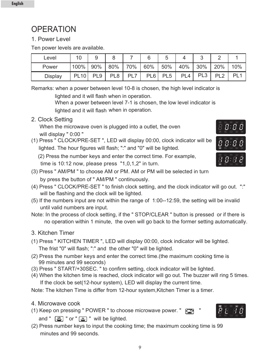 Operation | haier MWM10100SS User Manual | Page 10 / 19