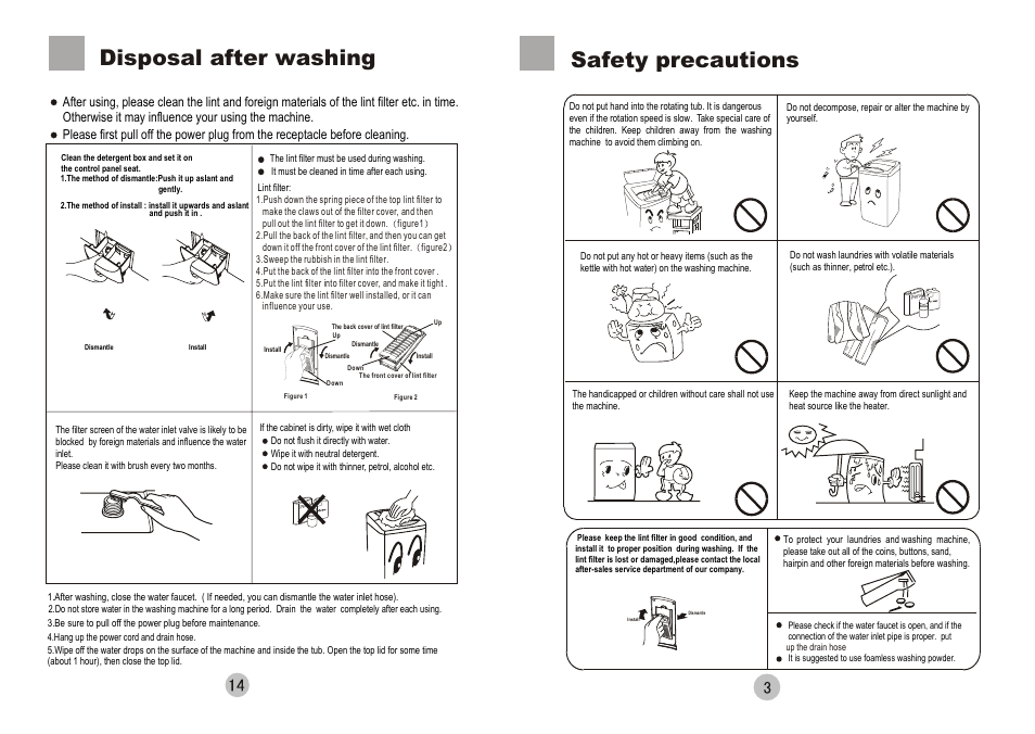 Disposal after washing safety precautions | haier 50FREE-1 User Manual | Page 5 / 10