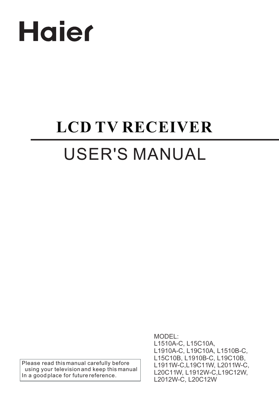 haier L15C10A User Manual | 35 pages