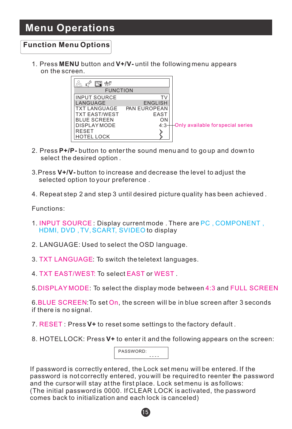 Menu operations | haier L15C10A User Manual | Page 17 / 35